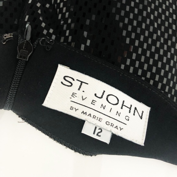 St John Evening Pants Wide Leg Embellished Black Paillette Sequins Formal Sz 12 - Picture 7 of 7